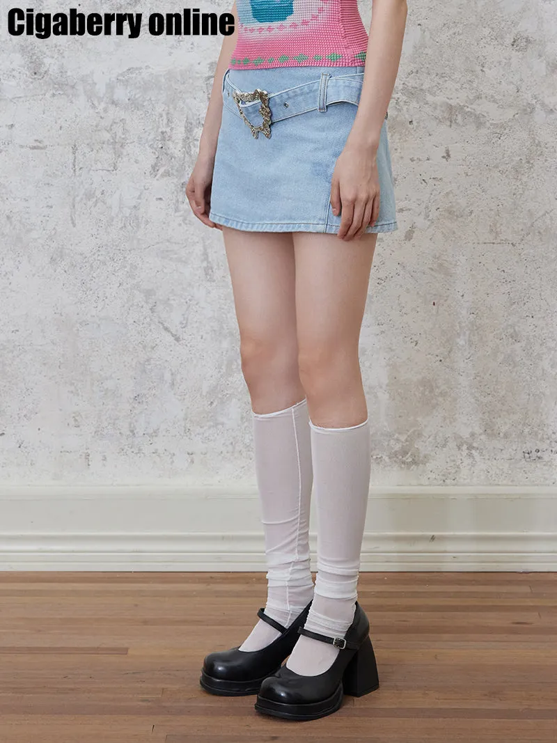 Straight Denim Hip Skirt