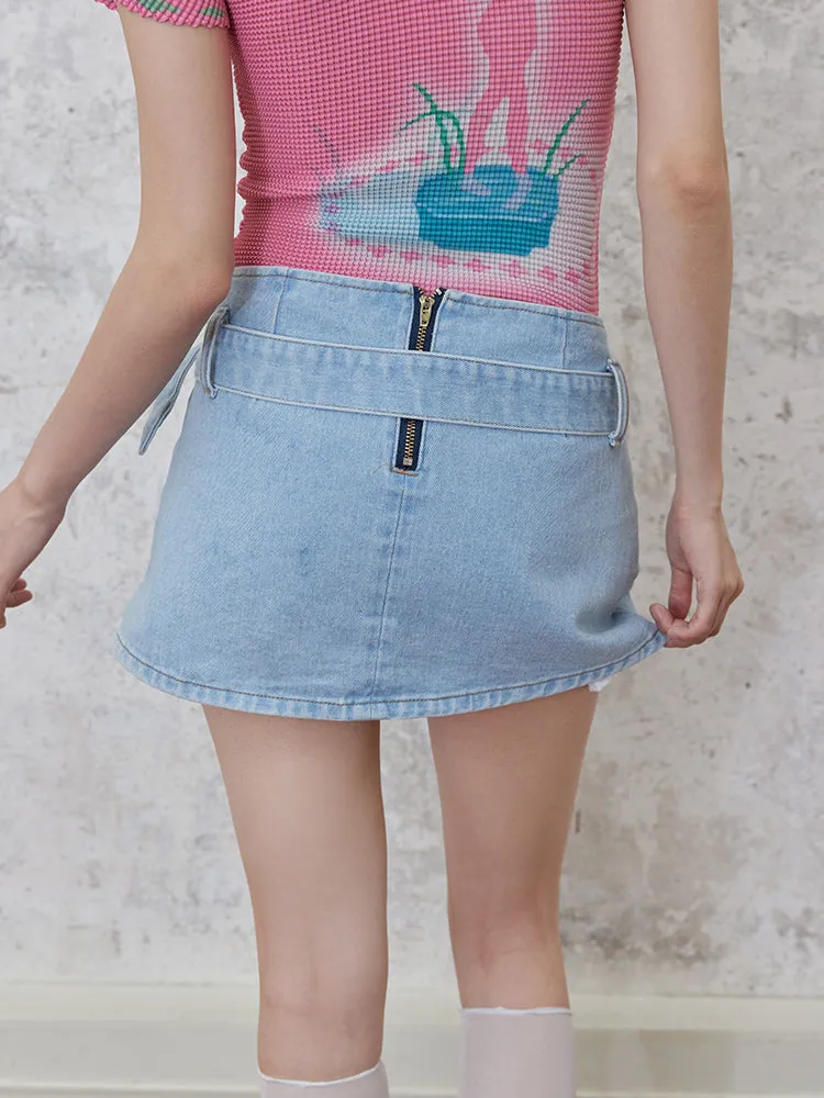Straight Denim Hip Skirt