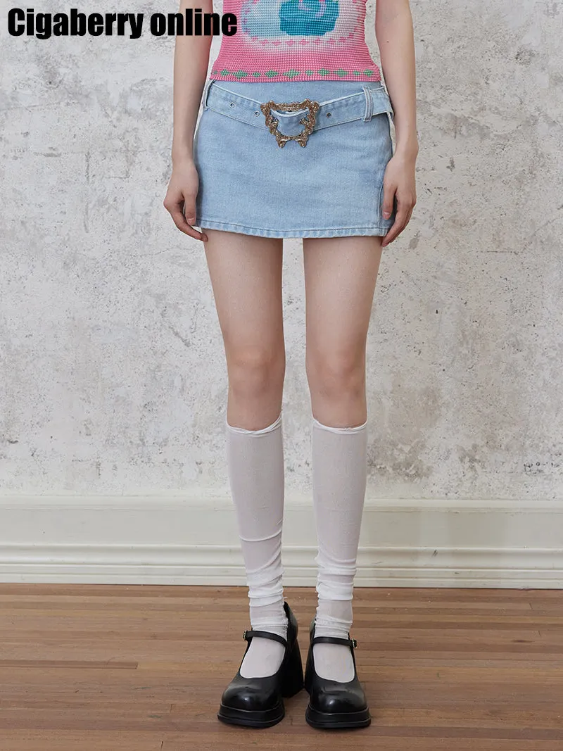 Straight Denim Hip Skirt