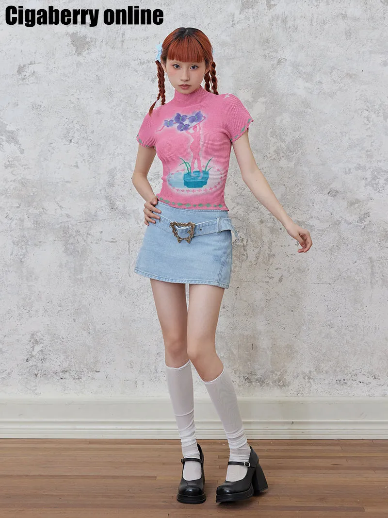 Straight Denim Hip Skirt