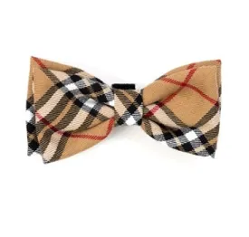 Tan Plaid Bow Tie