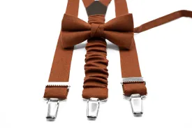 Terracotta Bow Tie and Rust Suspenders - Perfect for Weddings, Groomsmen Gifts, and Boys’ Attire