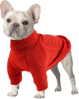 Turtleneck Pullover for Small-Dog Cold Weather, Classic Knit Dog Clothes for Small-Medium Dogs, Fall Outfit for Puppies Girls Boys