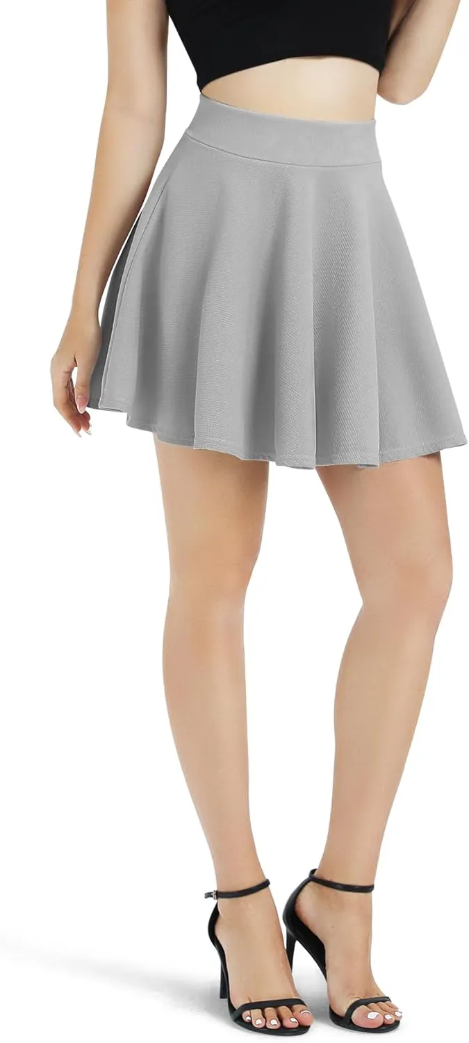 Urban CoCo Women's Basic Versatile Stretchy Flared Casual Mini Skater Skirt