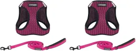 Voyager Step-in Air All Weather Mesh Harness and Reflective Dog 5 ft Leash Combo with Neoprene Handle, for Small, Medium and Large Breed Puppies by Best Pet Supplies - Fuchsia (Leash Bundle), L