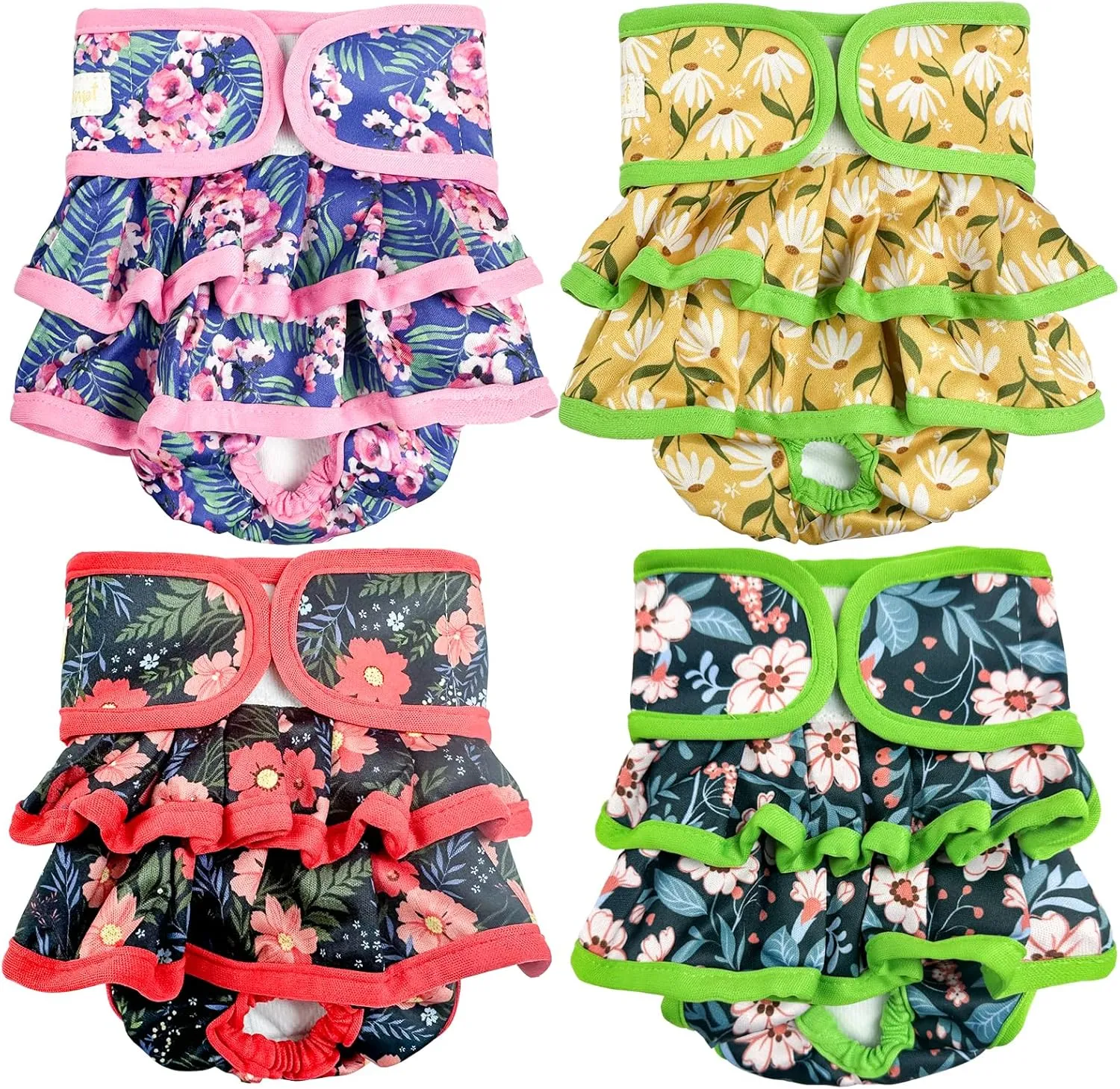 Washable and Reusable Dog Diaper Female Premium Skirt Design Super Absorbent Girl Dog Diapers 4pack (L, 15 - 20 Waist)