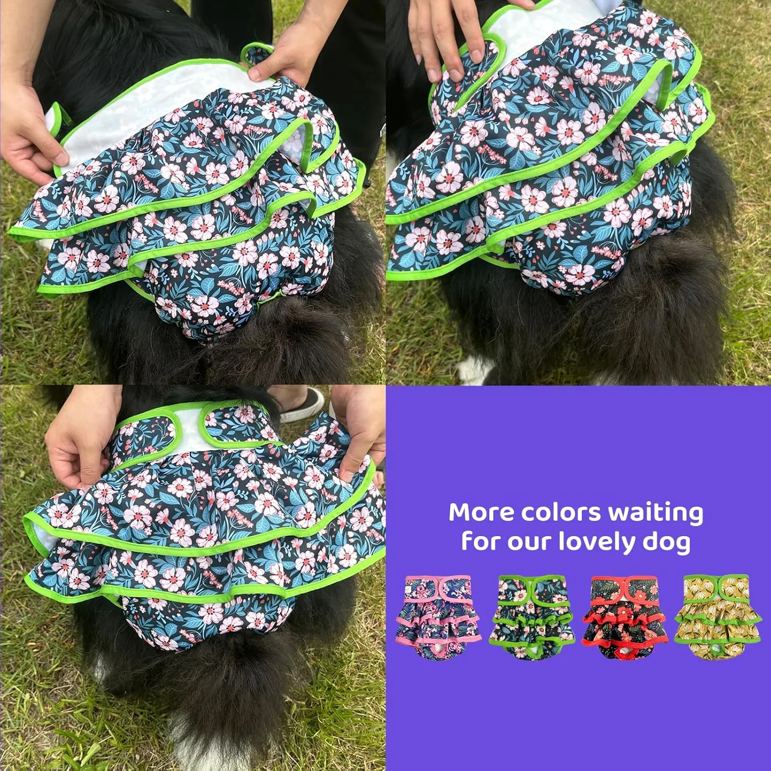 Washable and Reusable Dog Diaper Female Premium Skirt Design Super Absorbent Girl Dog Diapers 4pack (L, 15 - 20 Waist)