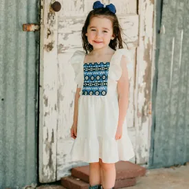 White Aztec Dress Baby (0-18M)