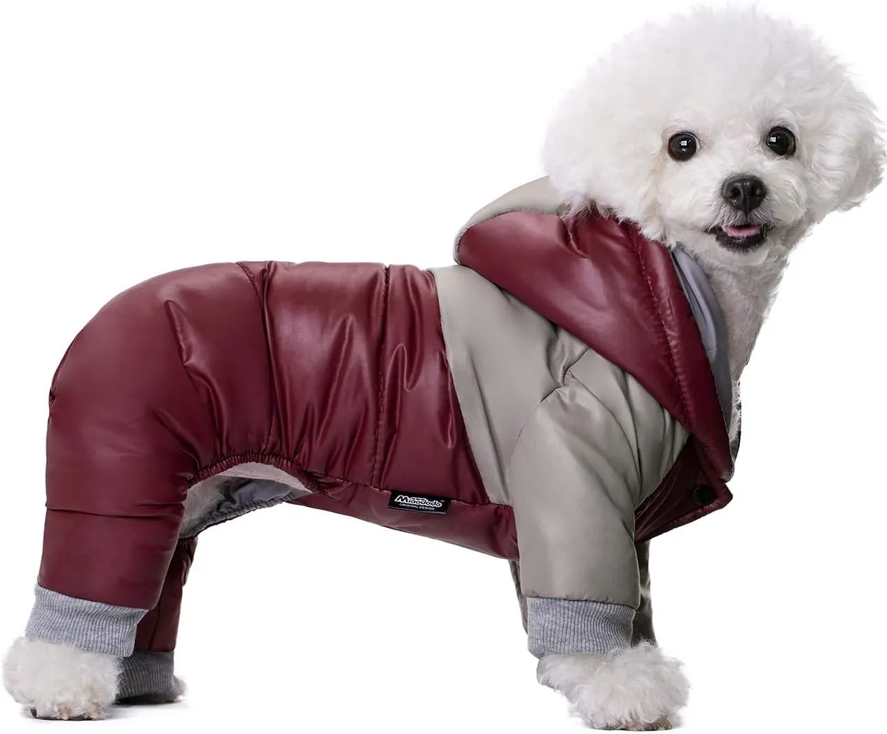 Winter Small Medium Dog Coat,Hooded Four-Legged Dog Jacket Cotton-Padded for Puppy Cat Doggie Pets Dog Clothes Apparel Clothing (Small, Red)