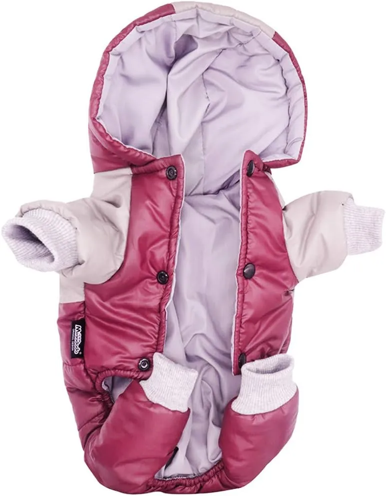 Winter Small Medium Dog Coat,Hooded Four-Legged Dog Jacket Cotton-Padded for Puppy Cat Doggie Pets Dog Clothes Apparel Clothing (Small, Red)