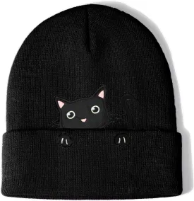 Womens Cat Beanie Cute Cat Lover Gifts Animal Knitted Hats Christmas Stocking Stuffers for Women Girls