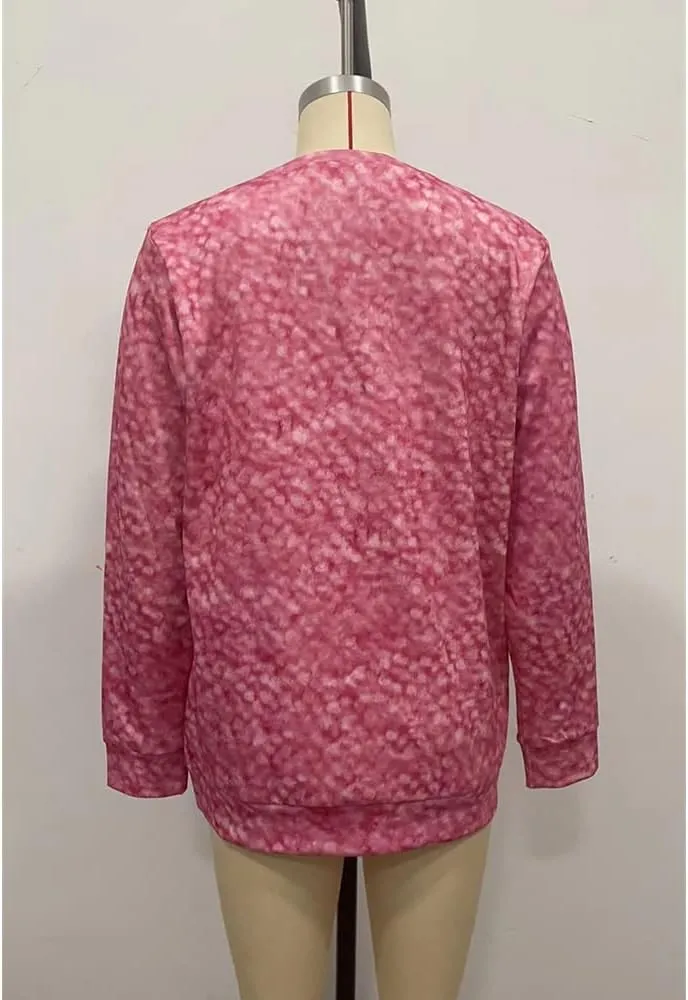 Womens Cute Cat Print Sweatshirts Long Sleeve Lightweight Crew Neck Shirts Casual Trendy Tops Spring