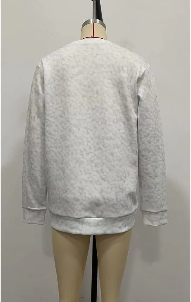 Womens Cute Cat Print Sweatshirts Long Sleeve Lightweight Crew Neck Shirts Casual Trendy Tops Spring