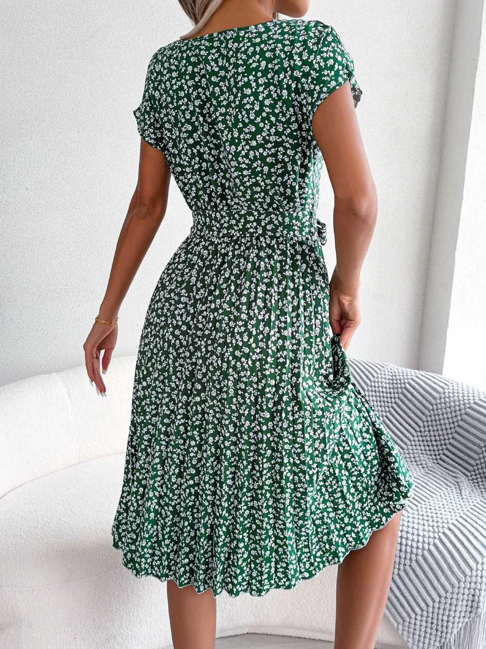 Women's Floral Chiffon A-Line Dress