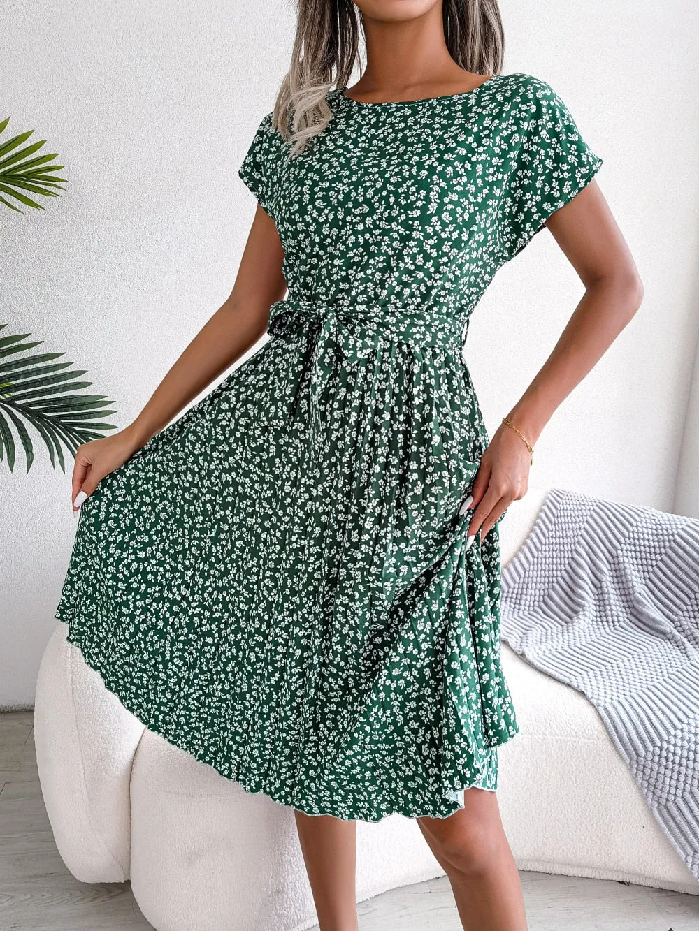 Women's Floral Chiffon A-Line Dress