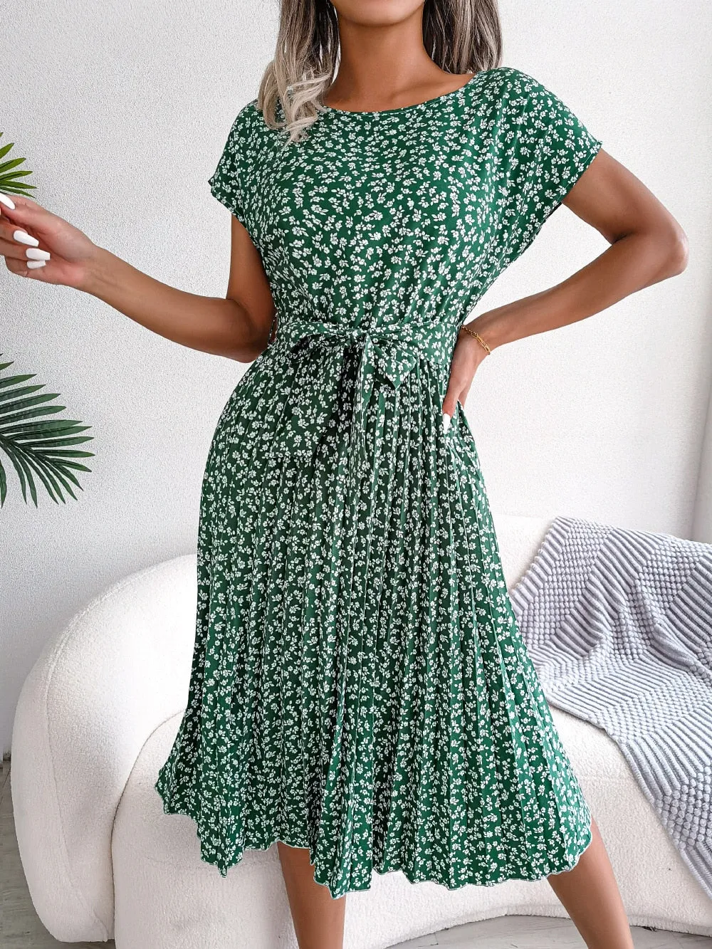Women's Floral Chiffon A-Line Dress