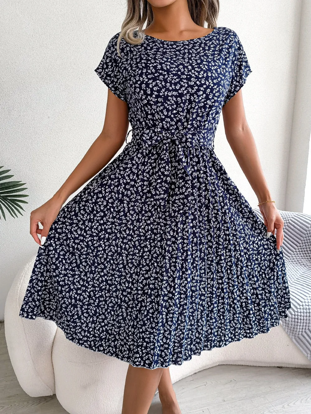 Women's Floral Chiffon A-Line Dress