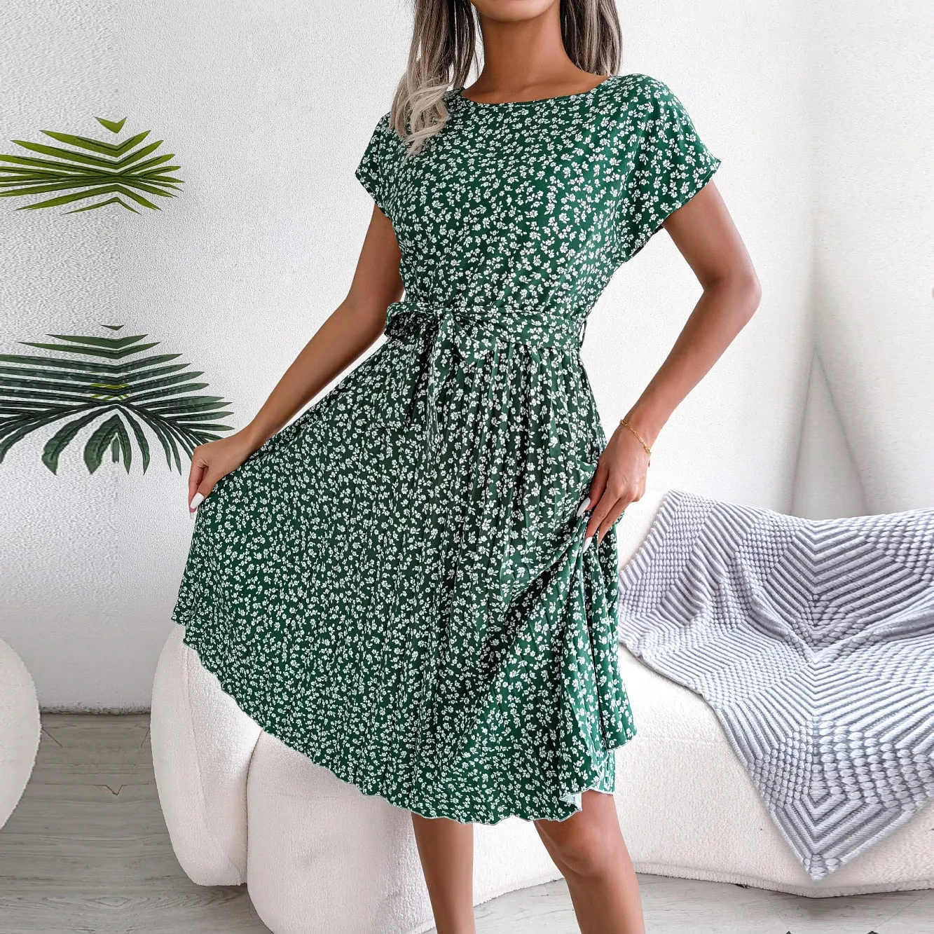 Women's Floral Chiffon A-Line Dress