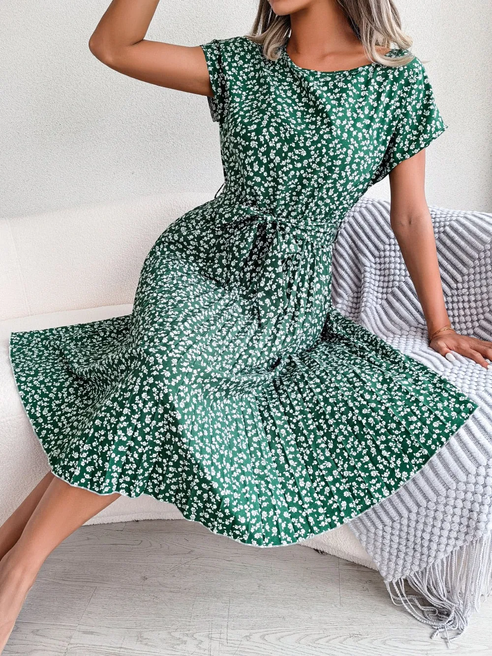 Women's Floral Chiffon A-Line Dress