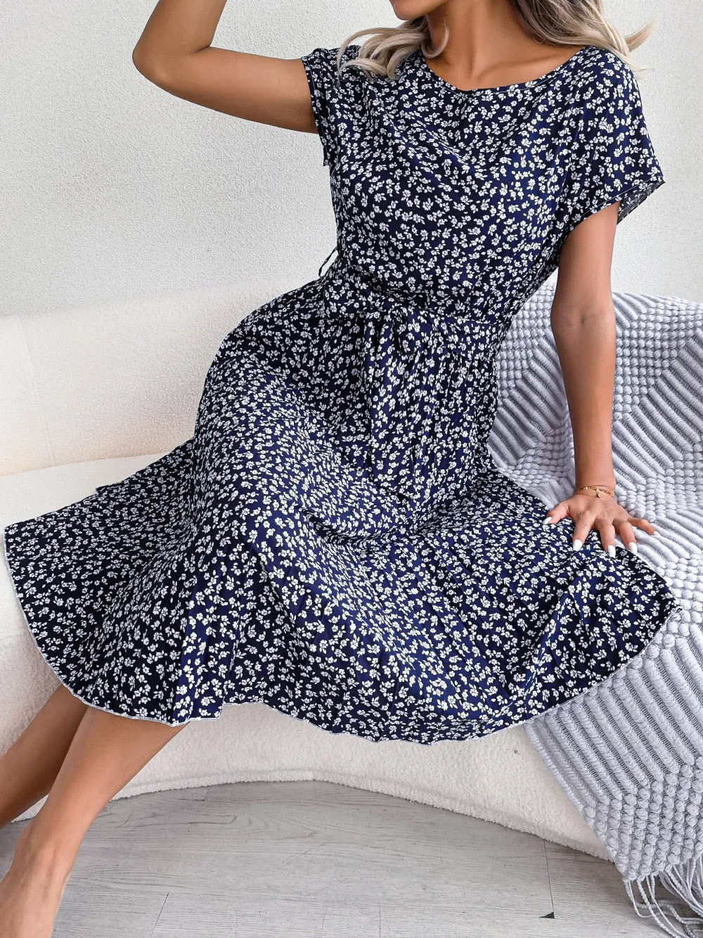 Women's Floral Chiffon A-Line Dress