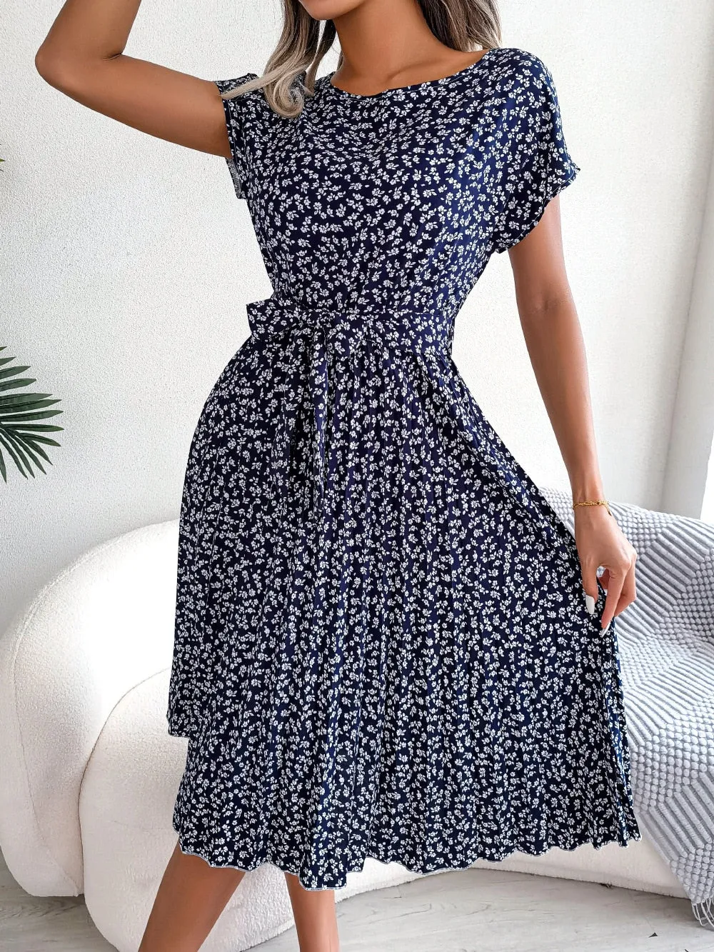 Women's Floral Chiffon A-Line Dress