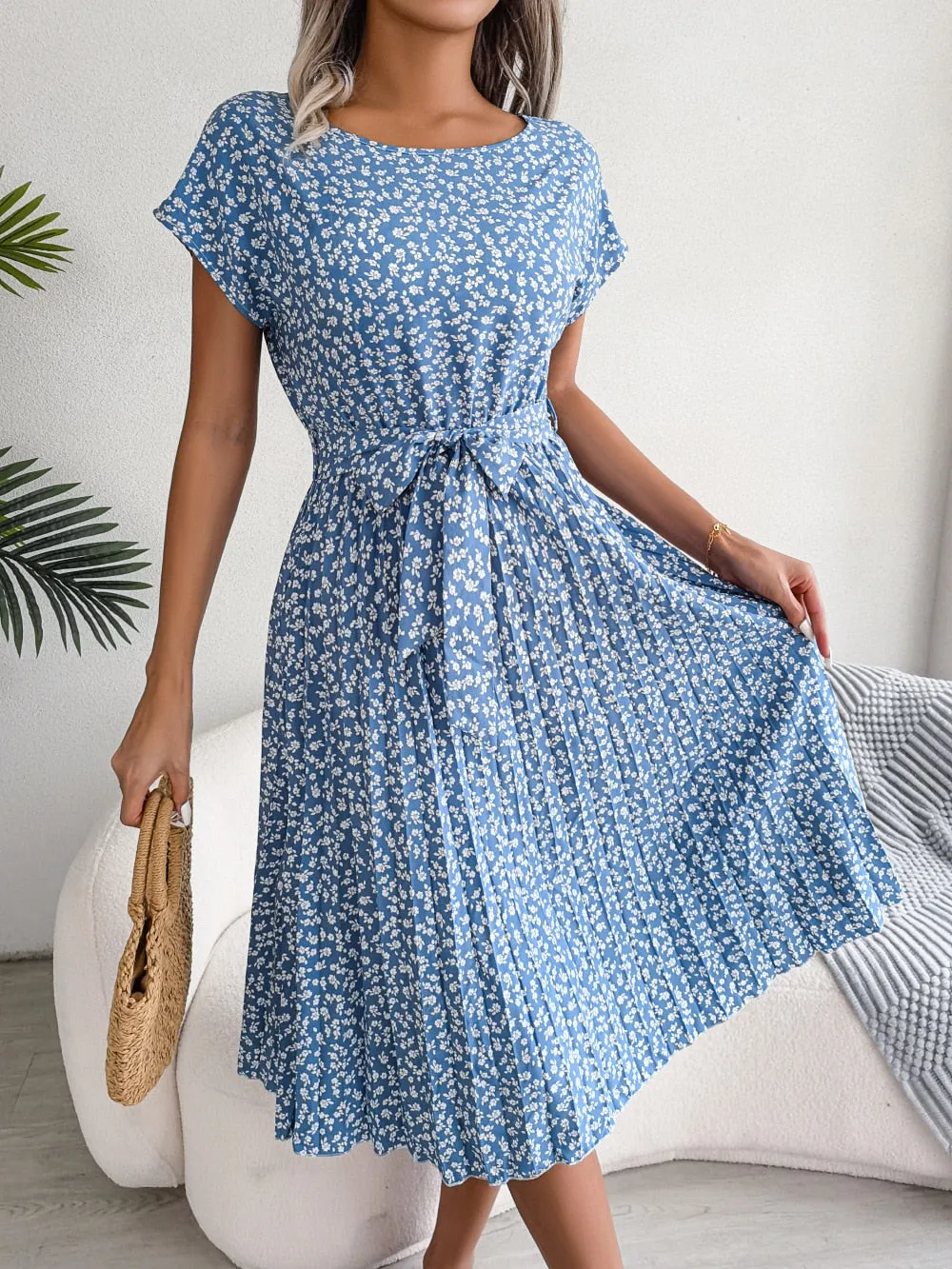 Women's Floral Chiffon A-Line Dress
