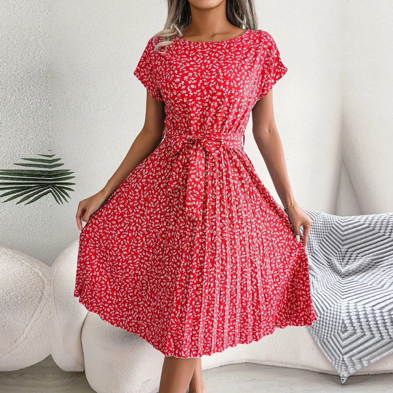 Women's Floral Chiffon A-Line Dress
