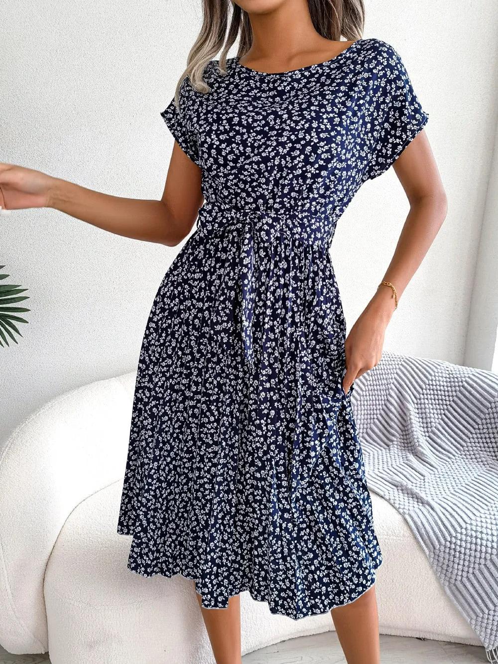 Women's Floral Chiffon A-Line Dress