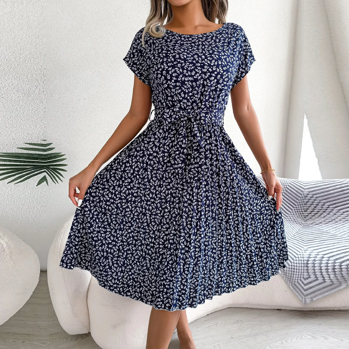 Women's Floral Chiffon A-Line Dress