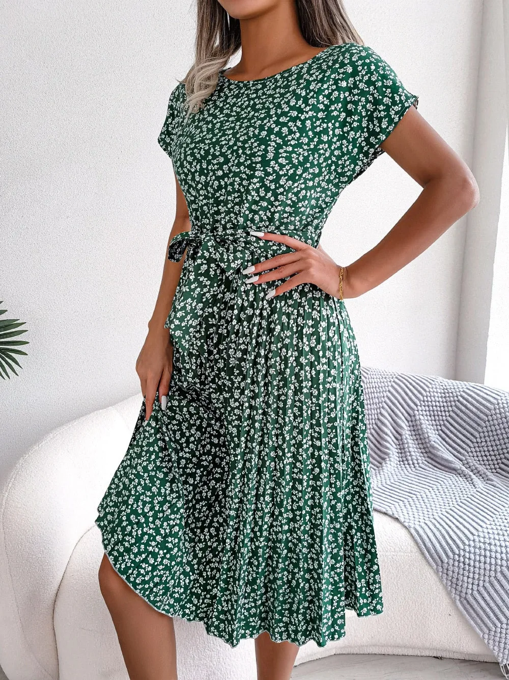 Women's Floral Chiffon A-Line Dress