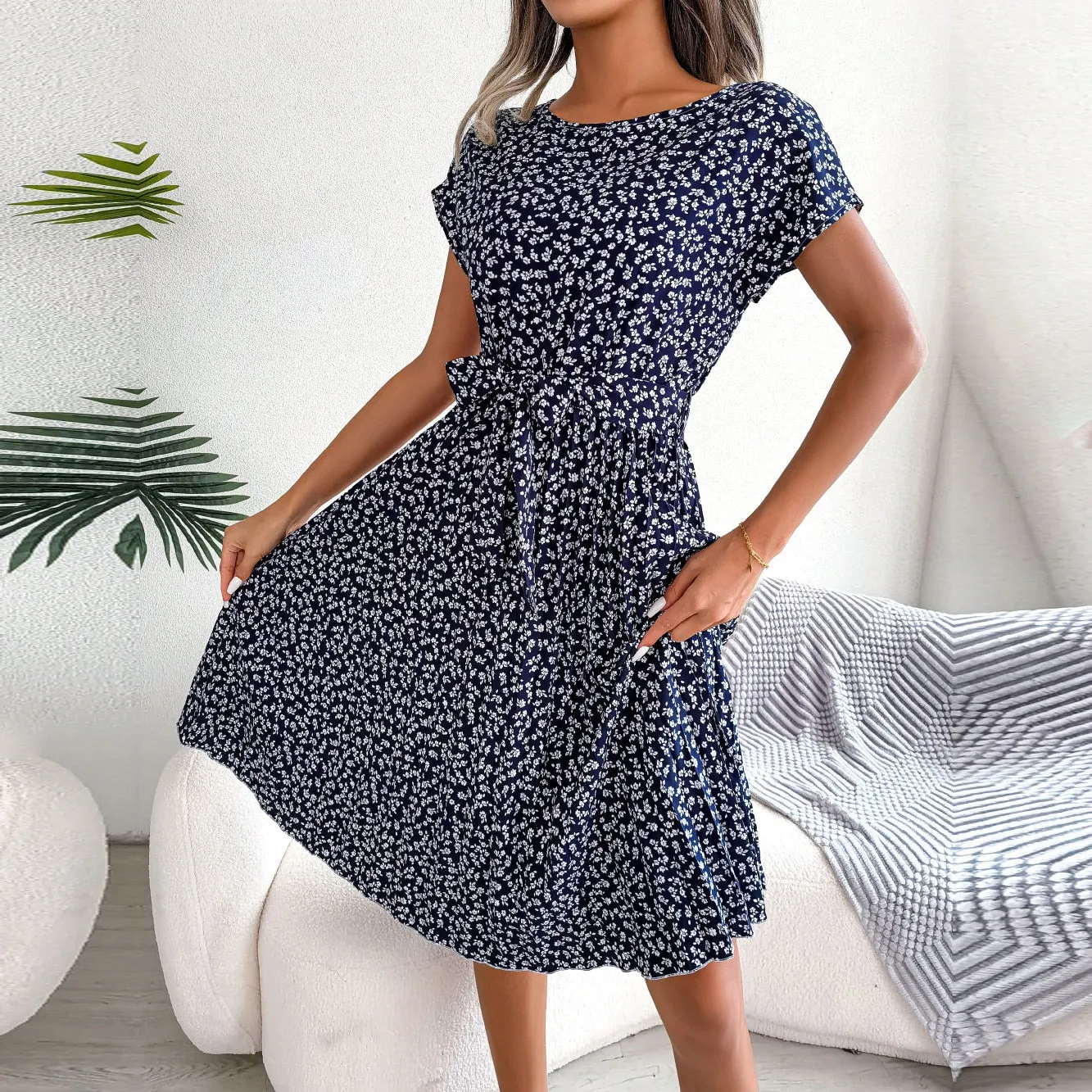 Women's Floral Chiffon A-Line Dress