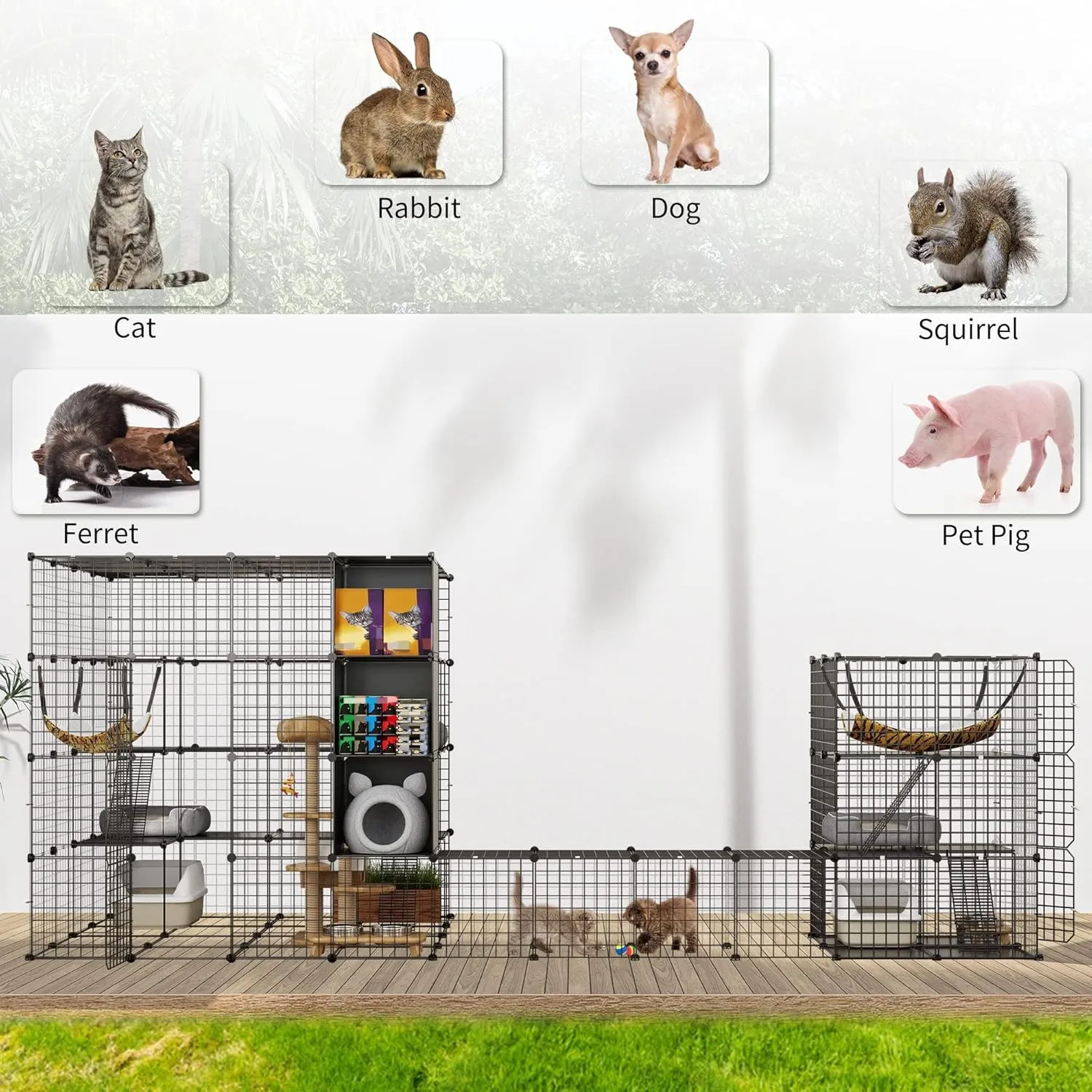 YITAHOME Outdoor Cat Enclosures Catio Large Cat Cage Cat House with Roof Hammock Platforms DIY Pet Kennels Playpen for 1-6 Cats Rv Garden