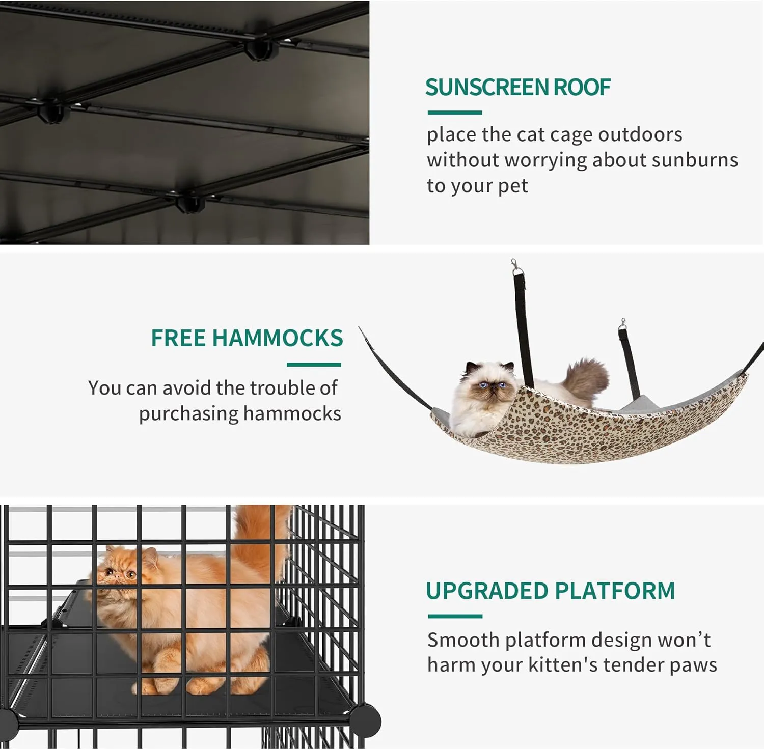 YITAHOME Outdoor Cat Enclosures Catio Large Cat Cage Cat House with Roof Hammock Platforms DIY Pet Kennels Playpen for 1-6 Cats Rv Garden