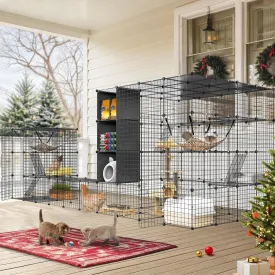 YITAHOME Outdoor Cat Enclosures Catio Large Cat Cage Cat House with Roof Hammock Platforms DIY Pet Kennels Playpen for 1-6 Cats Rv Garden