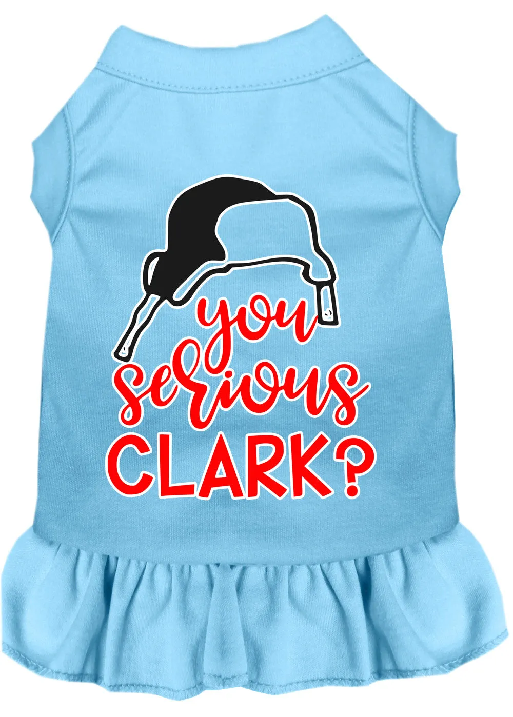 You Serious Clark? Screen Print Dog Dress Baby Blue Xxl